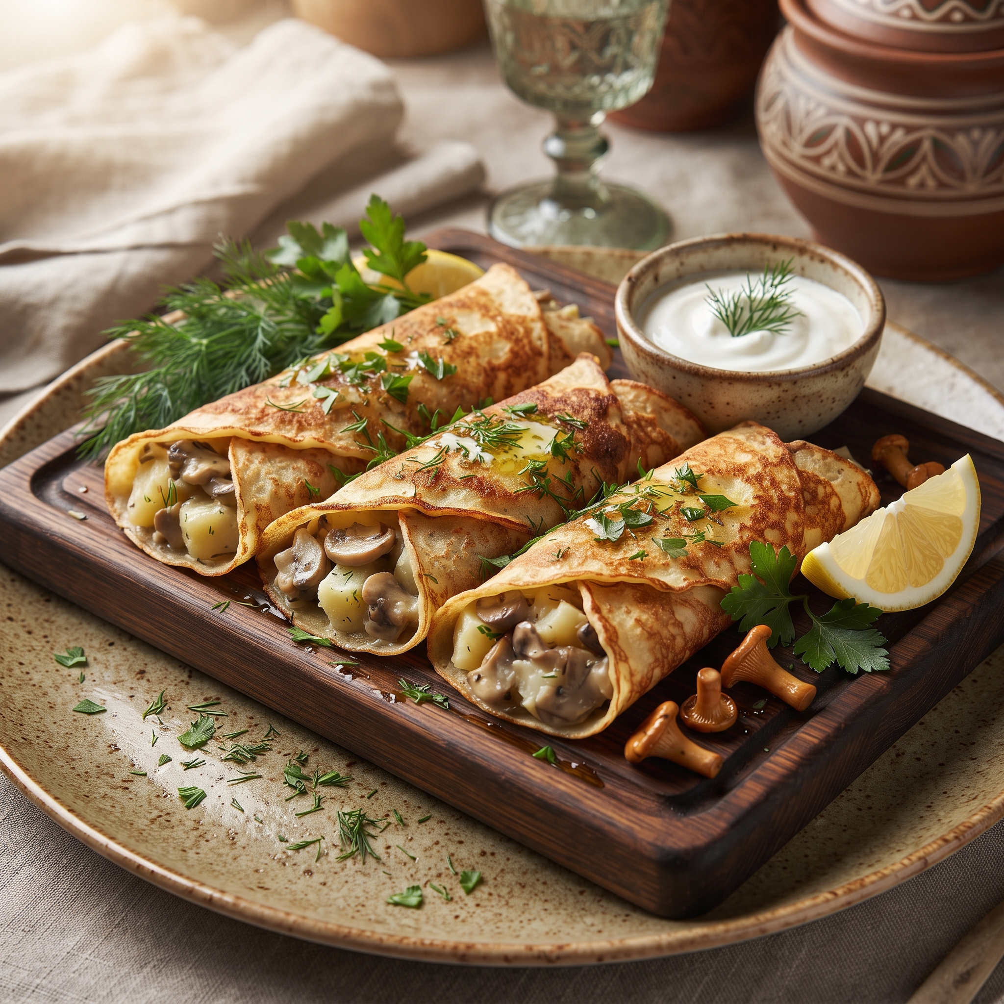 Блинчики с картофелем и грибами