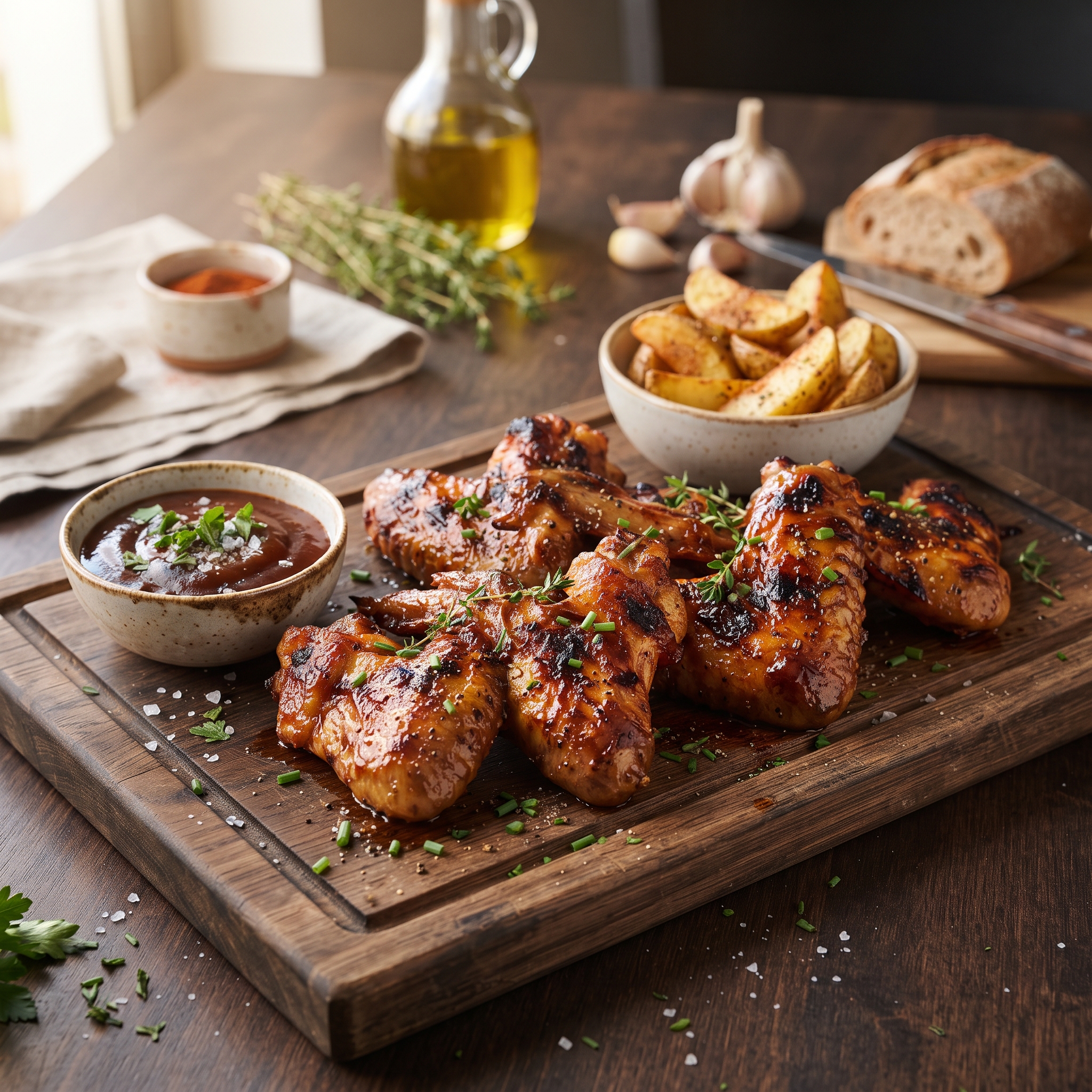 Куриные крылышки, запечённые в духовке, с соусом BBQ